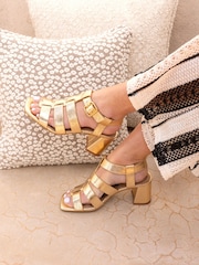 Novo Gold Leo Block Heel Gladiator Sandals - Image 1 of 6