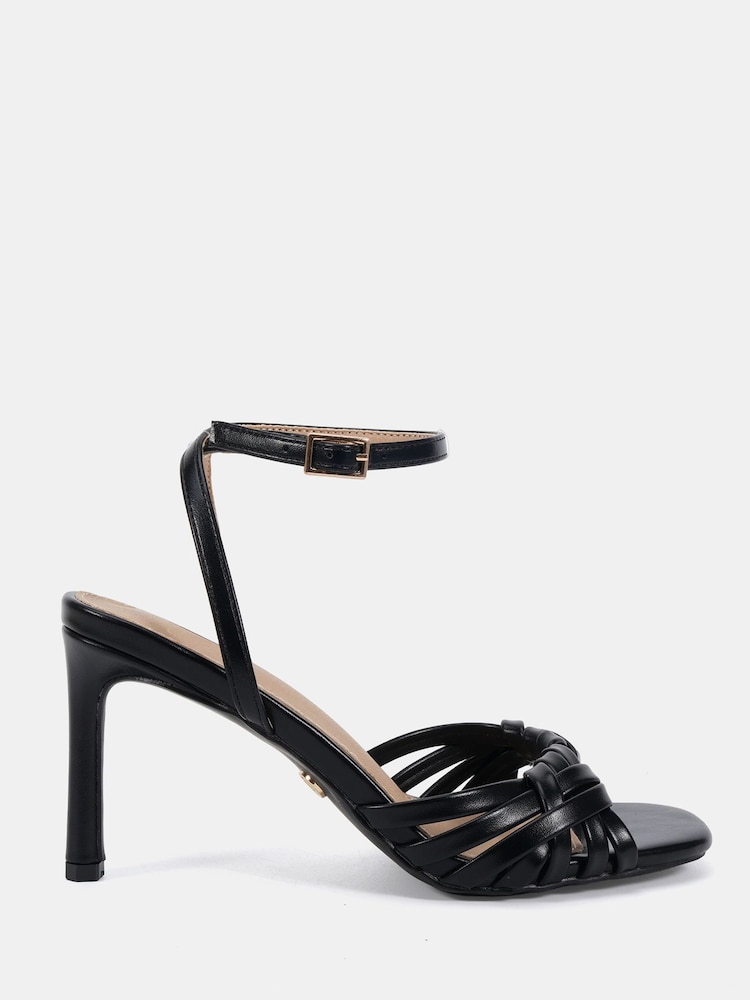 Novo Black Wide Fit Lily Strappy Two Part Mid Heel Sandals - Image 2 of 6