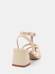 Novo Cream Wide Fit Leonora Block Heel Hardwear Strappy Sandals - Image 4 of 6
