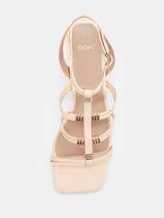 Novo Cream Wide Fit Leonora Block Heel Hardwear Strappy Sandals - Image 5 of 6