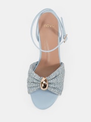 Novo Blue Wide Fit Leighton Block Heel Raffia Hardware Two Part Sandals - Image 5 of 6