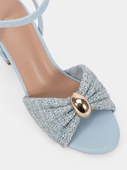 Novo Blue Wide Fit Leighton Block Heel Raffia Hardware Two Part Sandals - Image 6 of 6