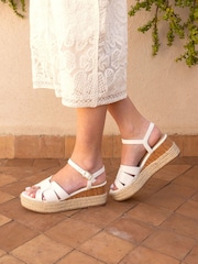 Blanco - Novo Blythe Mid Wedge Strappy Espadrille Sandals - Imagen 1 de 4