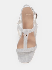 Novo Natural Bridie Low Wedge T Bar Espadrille Sandals - Image 5 of 6