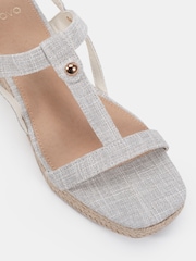 Novo Natural Bridie Low Wedge T Bar Espadrille Sandals - Image 6 of 6