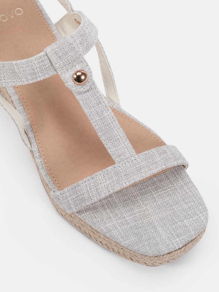 Novo Natural Bridie Low Wedge T Bar Espadrille Sandals - Image 6 of 6