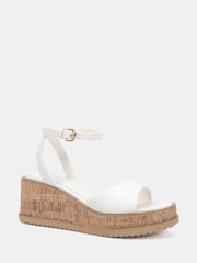 Novo White Wide Fit Bali Mid Wedge Two Part Sandals - Image 3 of 6