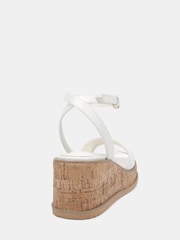 Novo White Wide Fit Bali Mid Wedge Two Part Sandals - Image 4 of 6