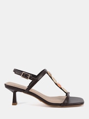 Brun - Sandales Novo Lottie à barre en T ornées à talons mi-hauts - Image 2 de 6