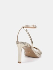 Novo Gold Wide Fit Lily Strappy Two Part Mid Heel Sandals - Image 4 of 6