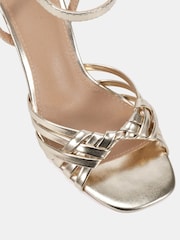 Novo Gold Wide Fit Lily Strappy Two Part Mid Heel Sandals - Image 6 of 6