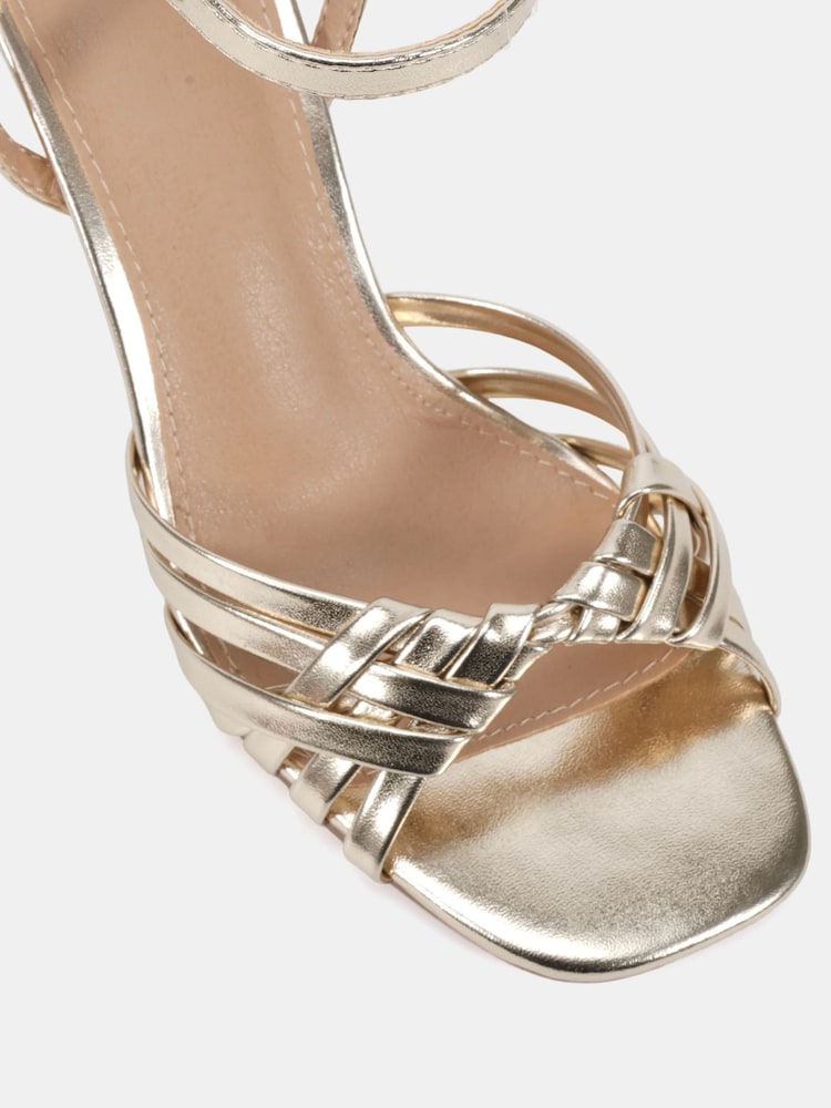 Novo Gold Wide Fit Lily Strappy Two Part Mid Heel Sandals - Image 6 of 6