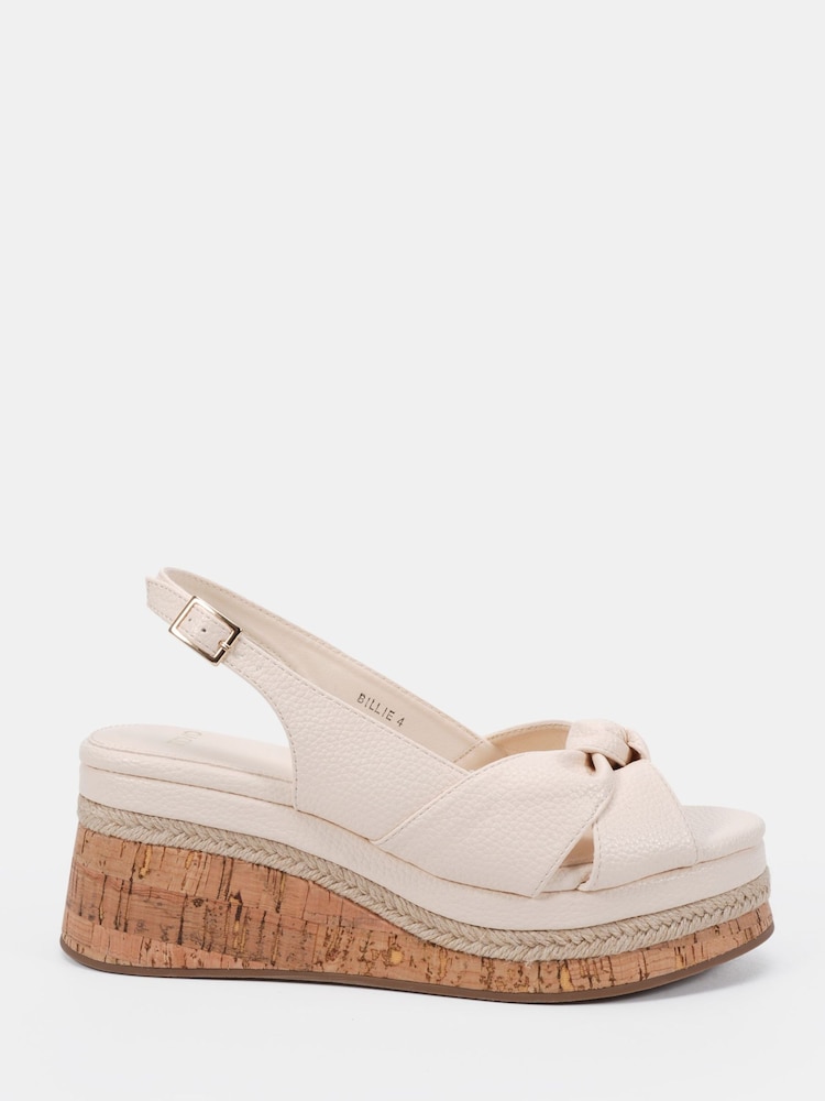 Novo White Wide Fit Billie Mid Wedge Knot Slingback Sandals - Image 2 of 6 Novo White Wide Fit Billie Mid Wedge Knot Slingback Sandals - Image 2 of 6