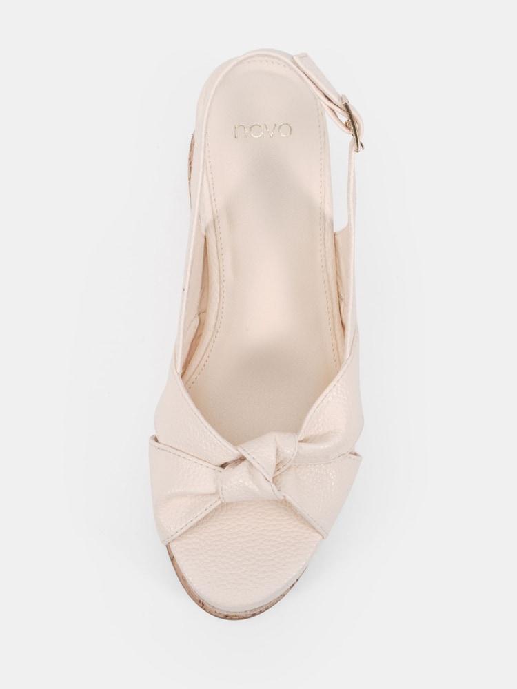 Novo White Wide Fit Billie Mid Wedge Knot Slingback Sandals - Image 6 of 6 Novo White Wide Fit Billie Mid Wedge Knot Slingback Sandals - Image 6 of 6