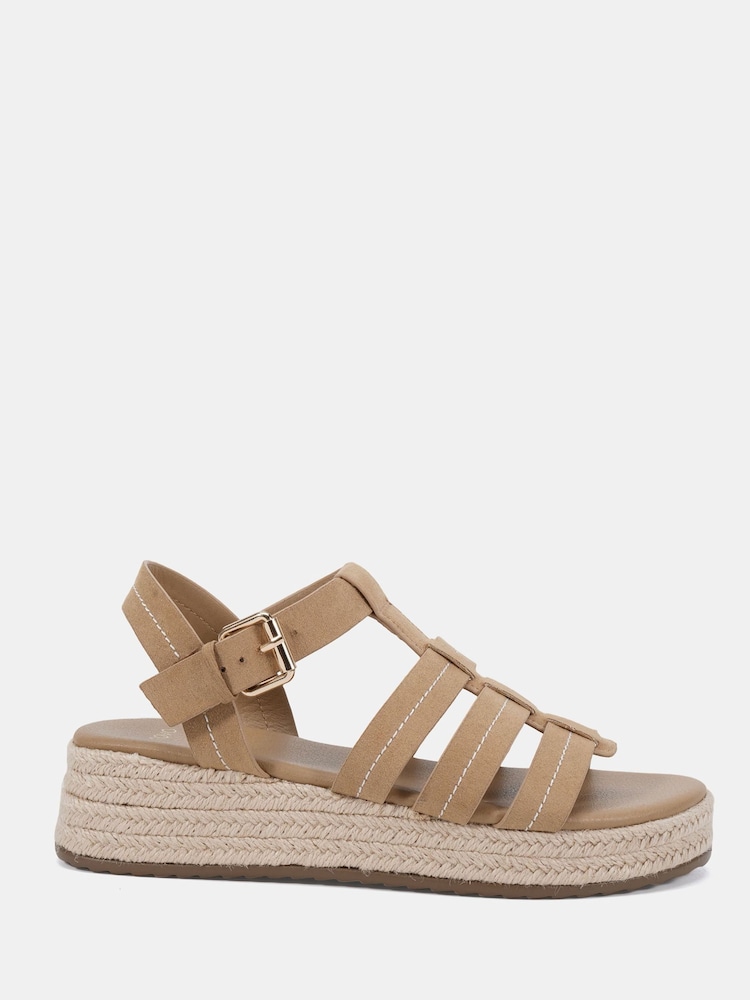 Novo Natural Tallie Espadrille Gladiator T Bar Sandals - Image 2 of 6 Novo Natural Tallie Espadrille Gladiator T Bar Sandals - Image 2 of 6