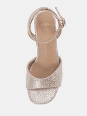 Novo Silver Wide Fit Lydia Block Heel Ankle Strap Sandals - Image 4 of 5