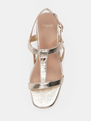 Novo Gold Wide Fit Bridie Low Wedge T Bar Espadrille Sandals - Image 5 of 6