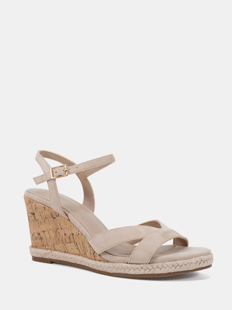 Novo Nude Wide Fit Bianca Two Part Cork Wedge Sandals - Image 2 of 5