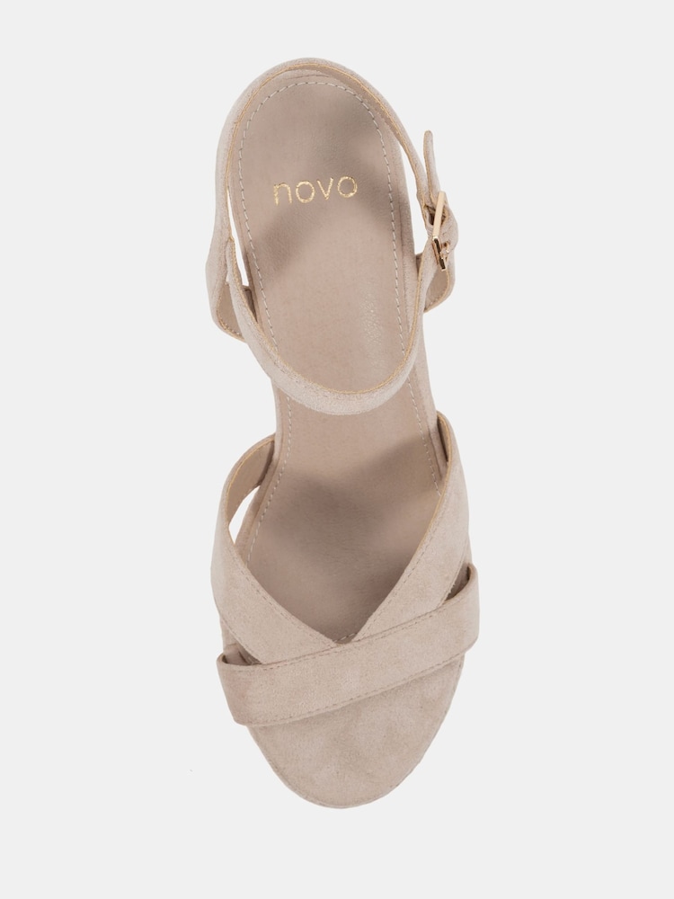 Novo Nude Wide Fit Bianca Two Part Cork Wedge Sandals - Image 5 of 5