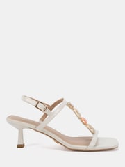 Λευκό - Novo Lottie Mid Heel Embellished T Bar Sandals - Εικόνα 2 του 6