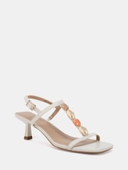 Λευκό - Novo Lottie Mid Heel Embellished T Bar Sandals - Εικόνα 3 του 6