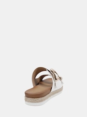 Novo White Wide Fit Taylor Buckle Detail Espadrille Mule Sandals - Image 4 of 6