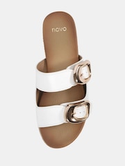 Novo White Wide Fit Taylor Buckle Detail Espadrille Mule Sandals - Image 5 of 6