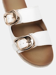 Novo White Wide Fit Taylor Buckle Detail Espadrille Mule Sandals - Image 6 of 6