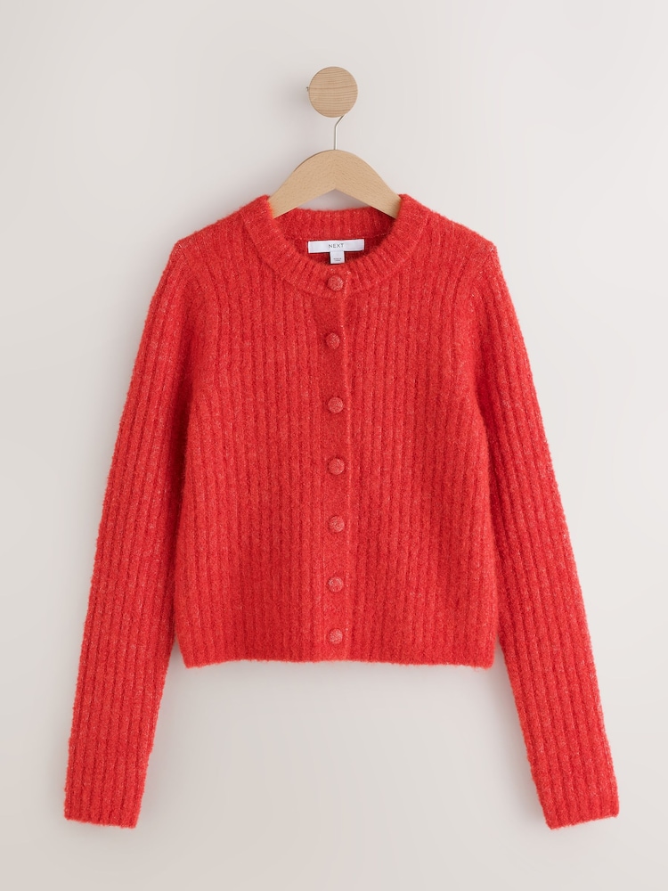 Rouge - Boucle Long Sleeve Slim Fit Cardigan with Wool - Image 1 de 3