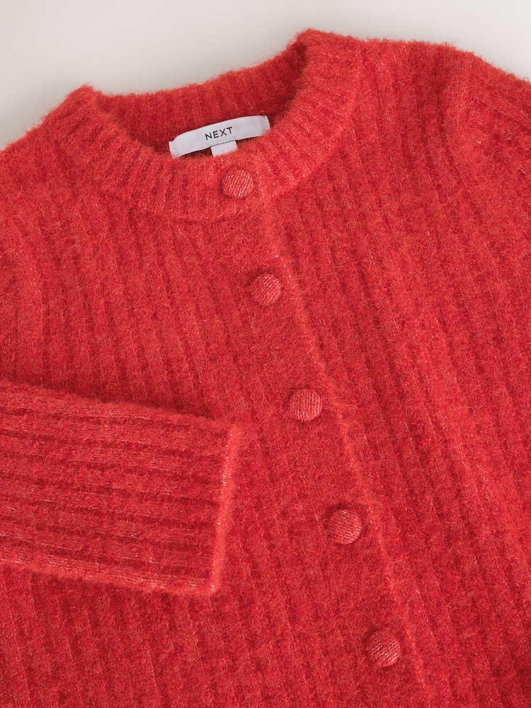 Rouge - Boucle Long Sleeve Slim Fit Cardigan with Wool - Image 3 de 3