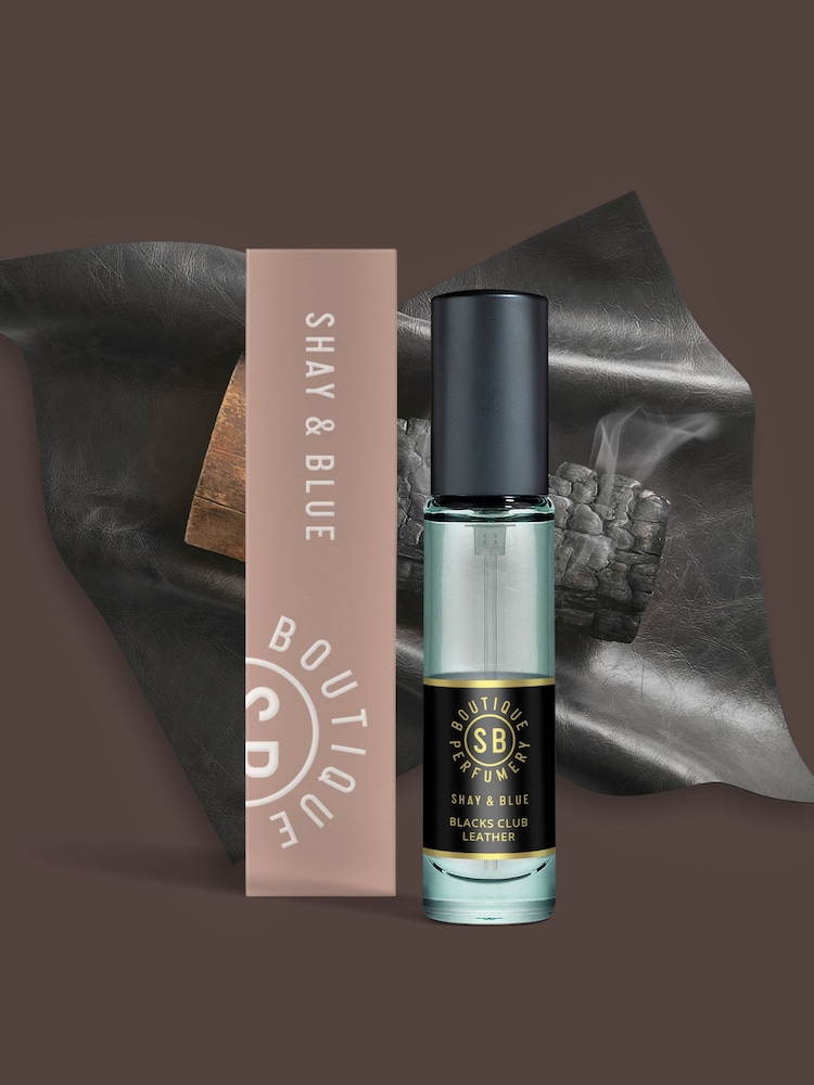 Shay & Blue Blacks Club Leather Fragrance 10ml - Image 2 of 3 Shay & Blue Blacks Club Leather Fragrance 10ml - Image 2 of 3