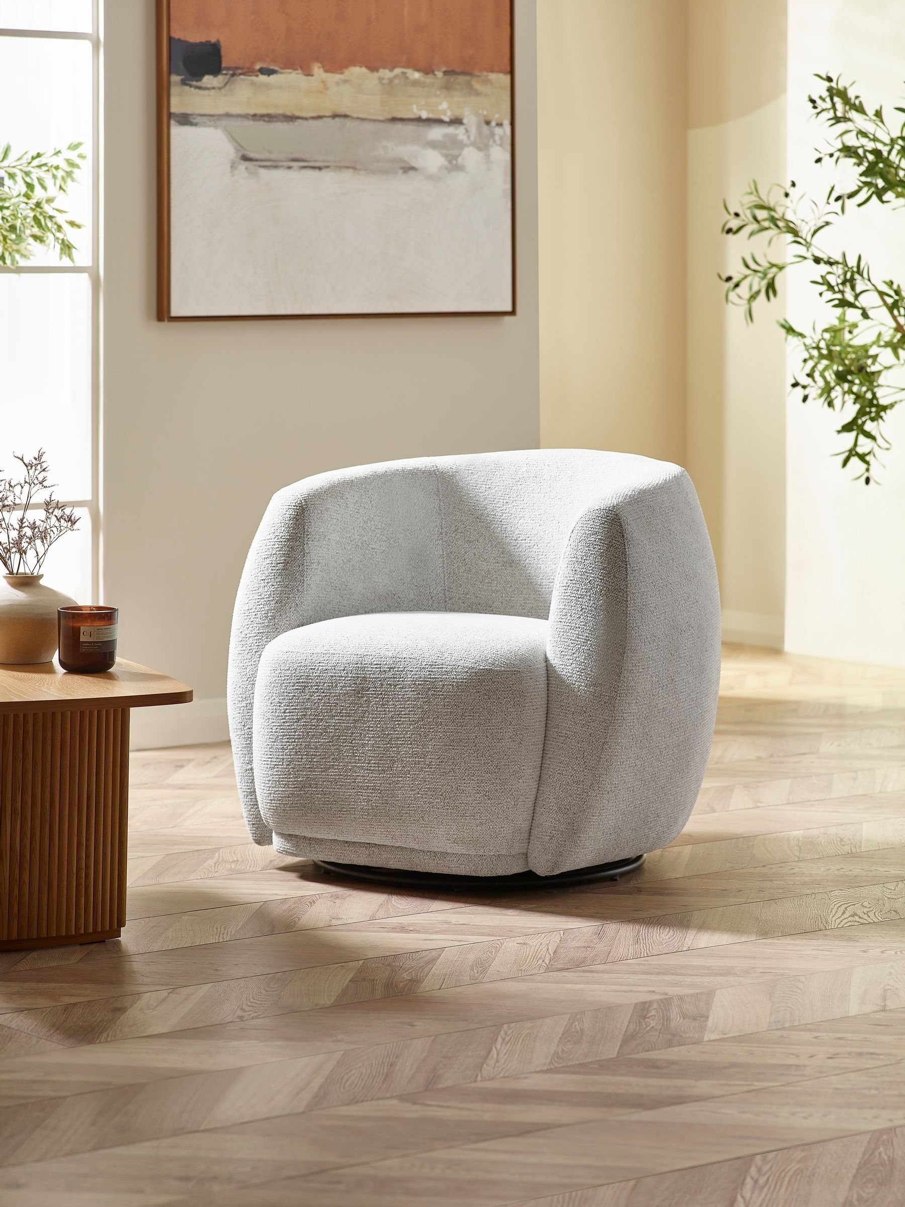 Julian Bowen Cream Bowline Swivel Accent Chair - Image 5