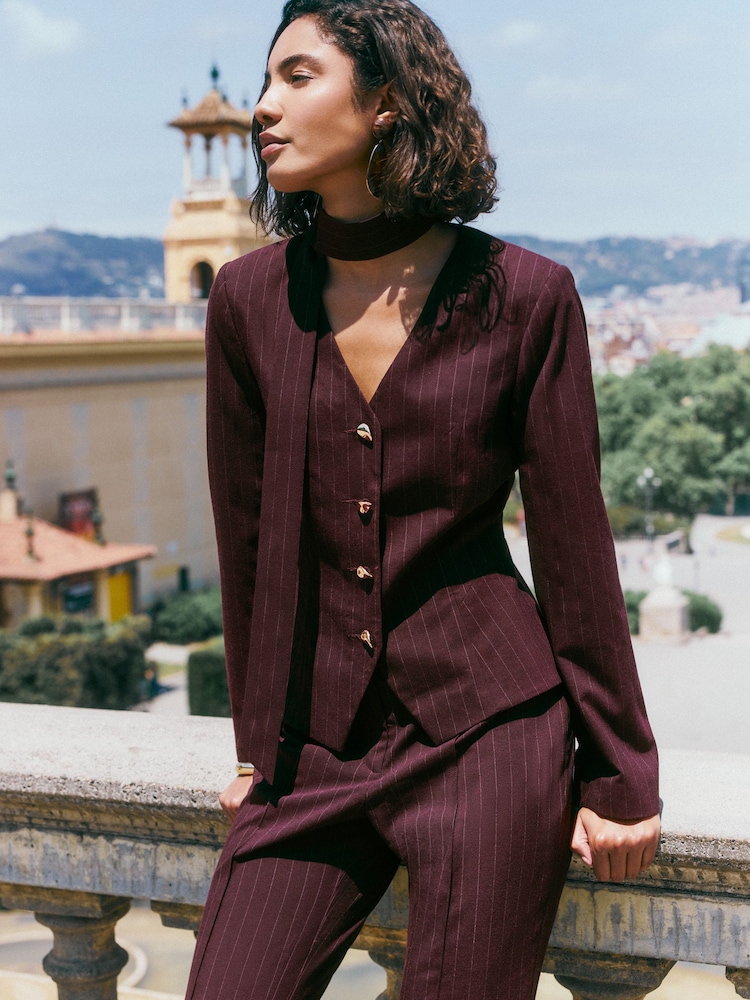 Friends Like These Pinstripe Tie Neck Blazer - 图片1 / 5