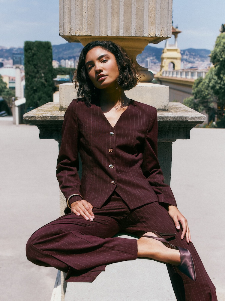 Friends Like These Pinstripe Tie Neck Blazer - 图片5 / 5