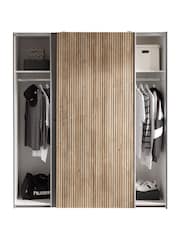 Julian Bowen Light Oak and Dark Grey Berno Sliding Door Wardrobe - Image 10 of 14