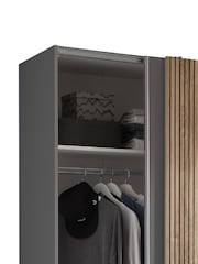 Julian Bowen Light Oak and Dark Grey Berno Sliding Door Wardrobe - Image 14 of 14