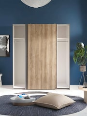 Julian Bowen Light Oak and Dark Grey Berno Sliding Door Wardrobe - Image 5 of 14