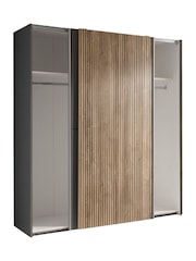 Julian Bowen Light Oak and Dark Grey Berno Sliding Door Wardrobe - Image 8 of 14