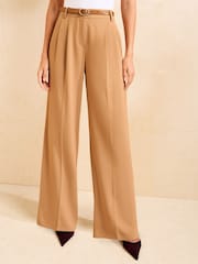 Friends Like These Beige Belted Tailored Wide Leg Trousers - Image 2 of 5