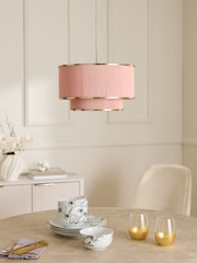 Lipsy Pink Wrapped 2 Tier Easyfit Shade Ceiling Light - Image 2 of 5