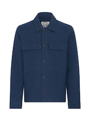 Casual Friday Blue CfFors Seersucker Linen Blend Shacket - Image 1 of 3