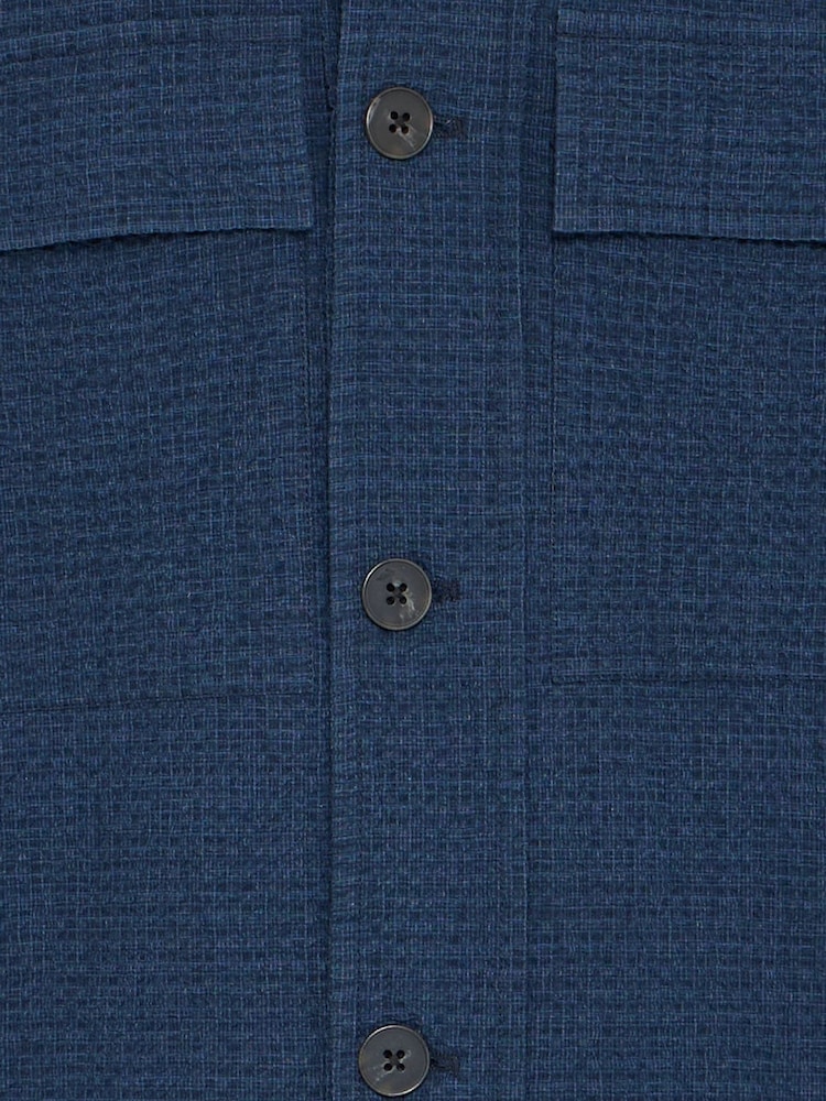 Casual Friday Blue CfFors Seersucker Linen Blend Shacket - Image 3 of 3