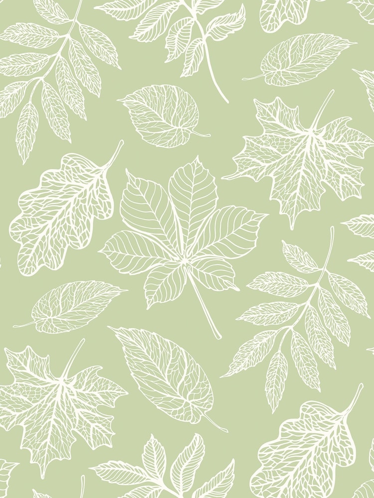 Hoopla Walls Dusty Sage Leaf Silhouette A4 Wallpaper Sample - Image 1 of 1