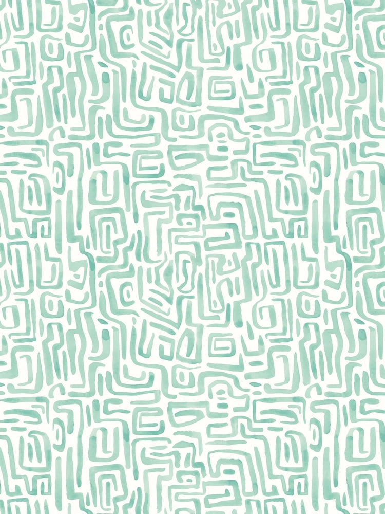 Hoopla Walls Seafoam Maze Squiggle Wallpaper A4 Sample - Image 1 of 1