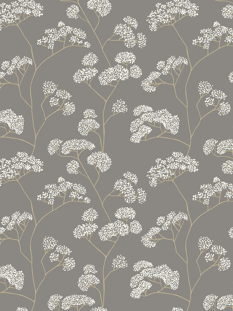 Hoopla Walls Charcoal Elderflower Trail Wallpaper A4 Sample - Image 1 of 1