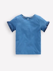 Boden Blue Ruffle Sleeve T-Shirt - Image 1 of 3
