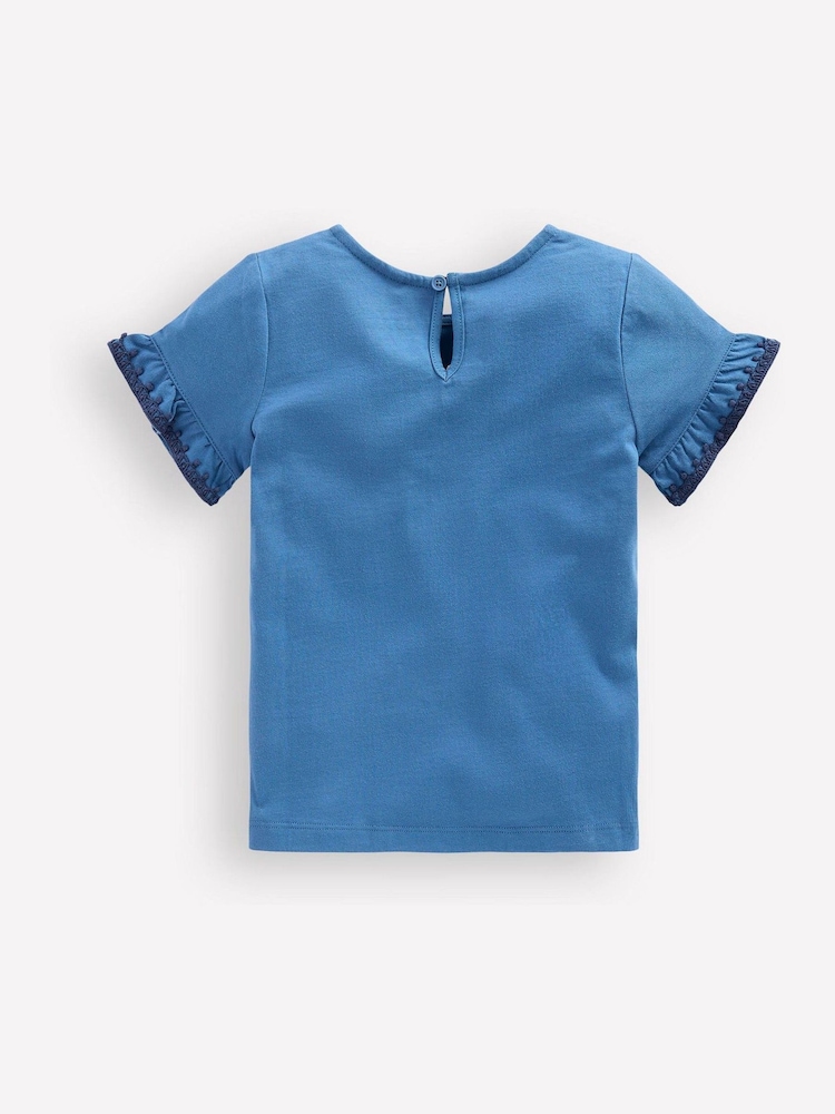 Boden Blue Ruffle Sleeve T-Shirt - Image 2 of 3