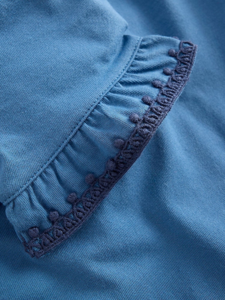 Boden Blue Ruffle Sleeve T-Shirt - Image 3 of 3