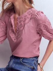 粉色 - Boden Ada Broderie Mix Top - 圖片 2，共 5
