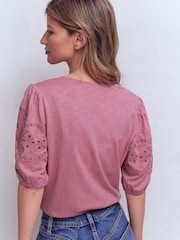 粉色 - Boden Ada Broderie Mix Top - 圖片 4，共 5